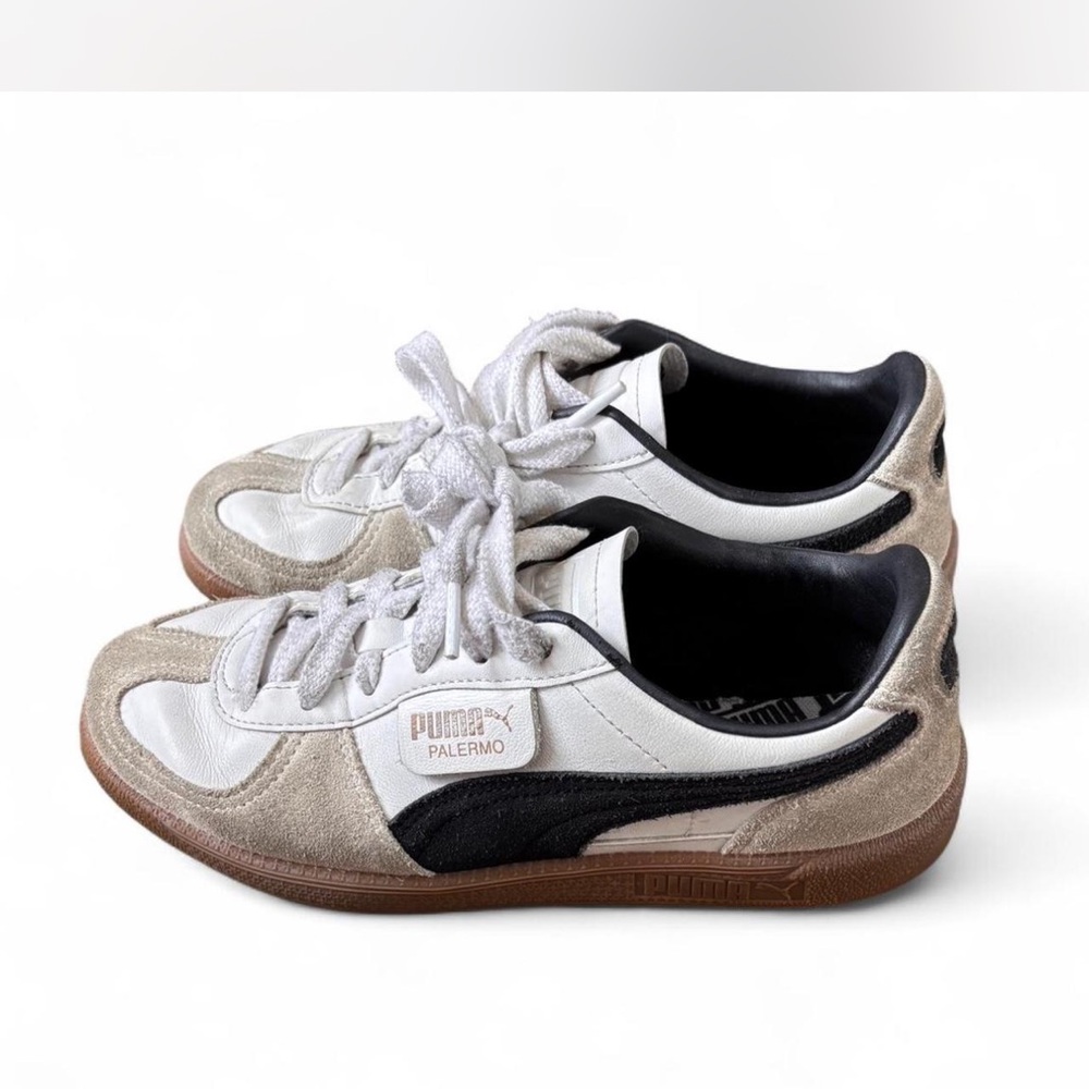 Puma Palermo Leather Sneakers in White and Black